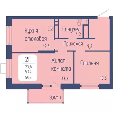 2-к кв. Красноярский край, Красноярск Свободный просп. (54.5 м)