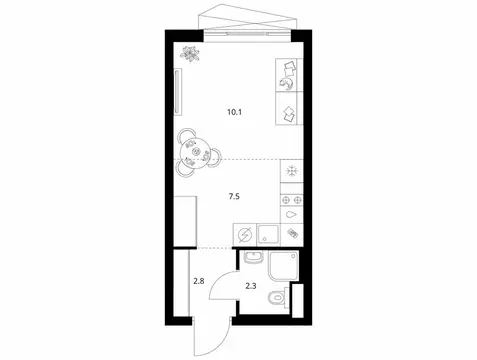 Квартира-студия: Москва, ЖК Нарвин, к1.3 (22.7 м)