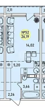 Студия Ярославская область, Ярославль 2-й мкр,  (26.19 м)