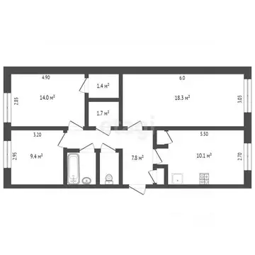 3-к кв. Ямало-Ненецкий АО, Новый Уренгой пос. Речников, ул. ...