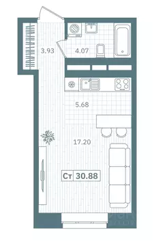 Студия Ханты-Мансийский АО, Нефтеюганск 9А мкр, Прибрежный Парк жилой ...