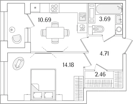 1-к кв. Санкт-Петербург Аурум жилой комплекс (37.23 м)