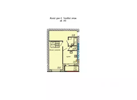1-к кв. Татарстан, Лаишевский район, с. Сокуры  (43.53 м)