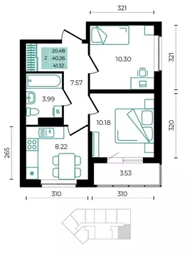 2-к кв. Адыгея, Майкопский район, пос. Тульский ул. Заречная (41.32 м)