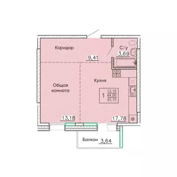 Свободной планировки кв. Бурятия, Улан-Удэ Энергетик мкр,  (45.15 м)