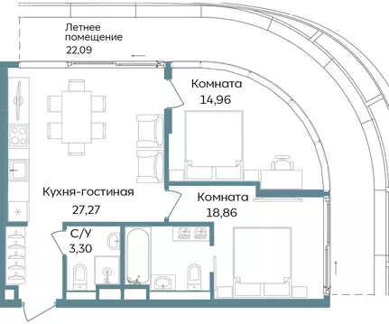 3-комнатная квартира: Республика Крым, Саки, курортный кластер Темпо ...
