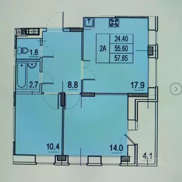 2-к кв. Чувашия, Чебоксары ул. Юрия Гагарина, поз14/1 (57.5 м)