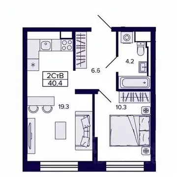 2-к кв. Хабаровский край, Хабаровск ул. Карла Маркса, 96/1 (40.42 м)