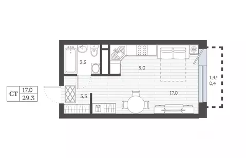 Студия Дагестан, Дербент ул. Сальмана (29.27 м)