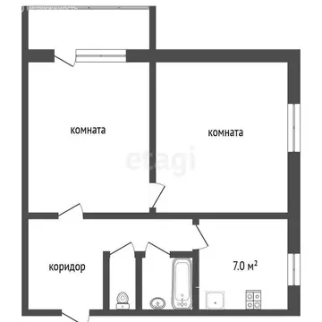 2-комнатная квартира: Ялуторовск, Поселковая улица, 2 (40 м)