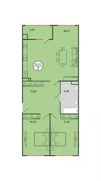 2-к кв. Ставропольский край, Ставрополь № 15 мкр,  (69.23 м)