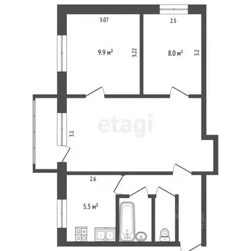 3-к кв. Вологодская область, Вологда ул. Текстильщиков, 18А (50.0 м)