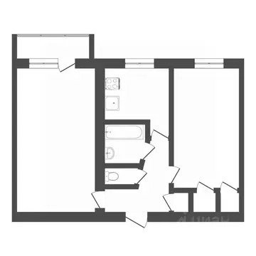 2-к кв. Тюменская область, Тюмень ул. Коммунаров, 7 (43.2 м)
