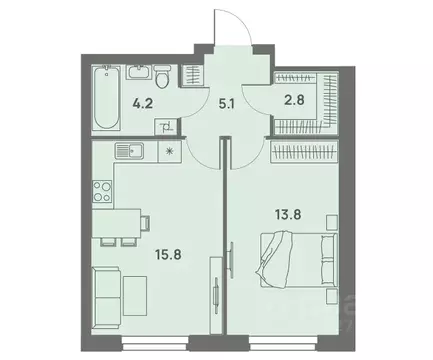 2-к кв. Пермский край, Пермь Трамвайная ул., 27 (41.7 м)