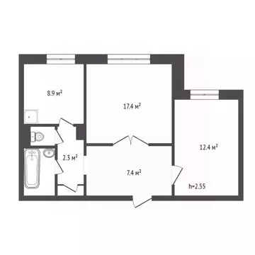 2-к кв. Красноярский край, Красноярск Судостроительная ул., 117 (52.6 ...