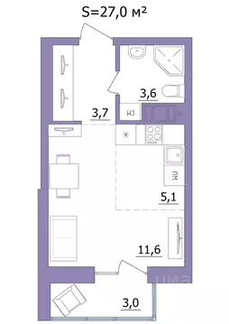 Студия Карелия, Петрозаводск Перевалка-2 мкр,  (27.0 м)