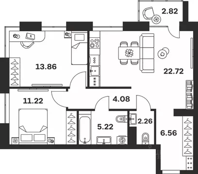 2-к кв. Тульская область, Тула Гоголевская ул., 43 (68.74 м)