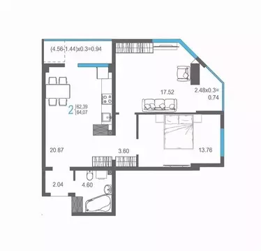 2-к кв. Крым, Ялта ул. Кирова, 155Ак1 (64.07 м)