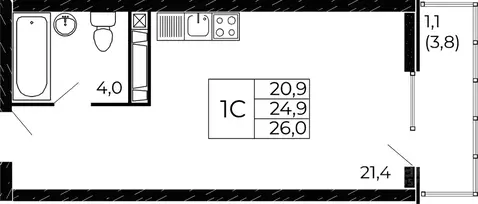 Студия Ростовская область, Ростов-на-Дону Западные Аллеи жилой ...