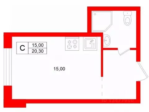 Квартира, студия, 20.3 м