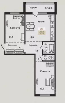 2-к кв. Курганская область, Курган Заозерный жилрайон, 8-й мкр, 12 ...