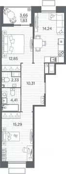 2-к кв. Санкт-Петербург Полюстровский просп., 87к1 (61.26 м)
