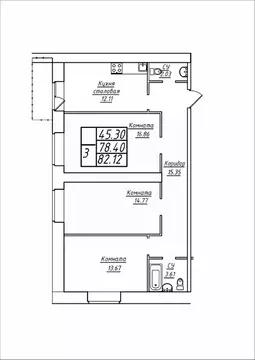 3-к кв. Самарская область, Самара ул. Стара-Загора, 249А (82.12 м)