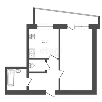 1-комнатная квартира: Тюмень, улица Республики, 92 (37 м)