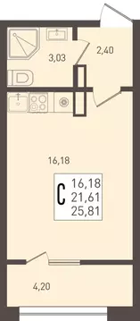 Студия Краснодарский край, Краснодар Югге жилой комплекс (25.81 м)