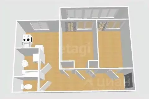 2-к кв. Сахалинская область, Южно-Сахалинск ул. Д.Н. Крюкова, 64 (59.0 ...