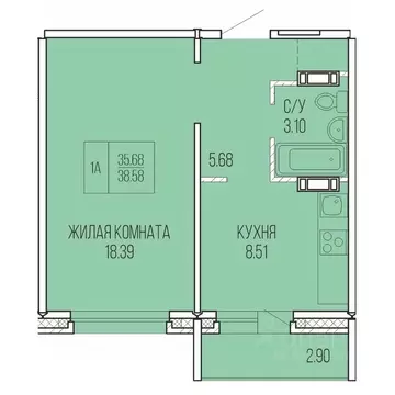 1-к кв. Архангельская область, Архангельск Карпогорская ул., 38 (38.58 ...