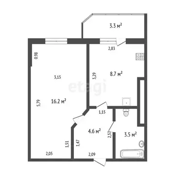 1-комнатная квартира: Санкт-Петербург, 3-й Озерковский переулок, 1к1 ...