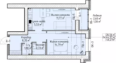 2-к кв. Кировская область, Киров Красный Химик мкр,  (46.27 м)