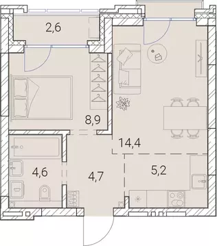 2-к кв. Новосибирская область, Новосибирск Овражная ул., 2А (40.4 м)