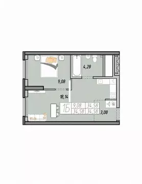 1-к кв. Свердловская область, Екатеринбург ул. Печатников, 5 (34.58 м)