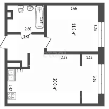 1-к кв. Тюменская область, Тюмень ул. Газовиков, 73к1 (40.6 м)