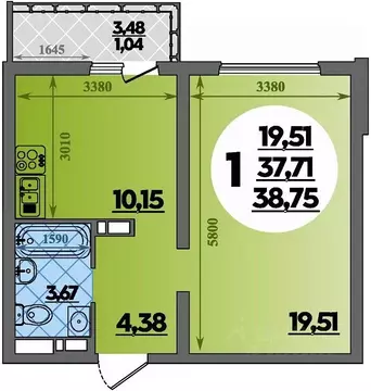 1-к кв. Адыгея, Майкоп  (38.75 м)