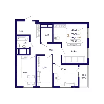 3-к кв. Башкортостан, Уфа Затон-Восточный жилрайон, Паруса жилой ...