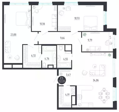 4-к кв. Тульская область, Тула  (132.09 м)