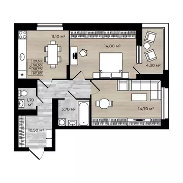 2-к кв. Ярославская область, Ярославль просп. Машиностроителей, 11 ...