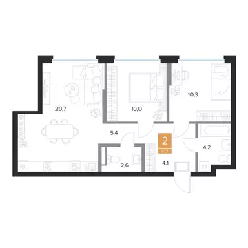 2-к кв. Курская область, Курск Парковый квартал Чувства жилой комплекс ...