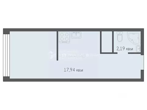 Студия Рязанская область, Рязань ул. Александра Полина, 3 (20.13 м)
