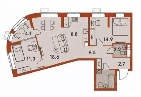 3-к кв. Нижегородская область, Нижний Новгород Ленгородок мкр, Первый ...