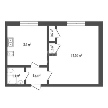 1-комнатная квартира: Ишим, Аникинская улица, 3 (26.4 м)