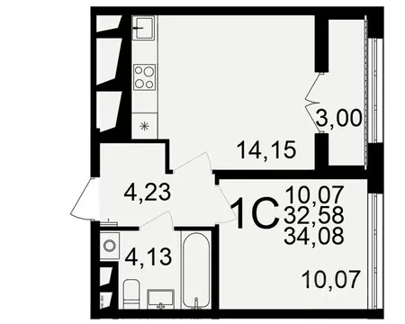 1-к кв. Тульская область, Тула пос. Горелки, Время жилой комплекс ...