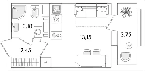 Студия Санкт-Петербург Аурум жилой комплекс (20.66 м)