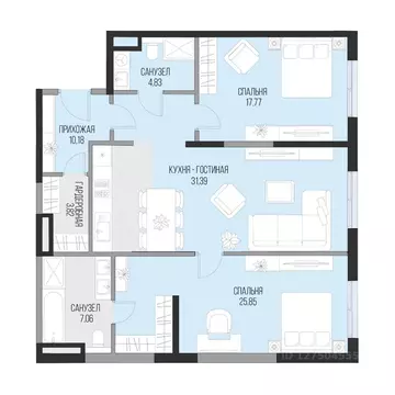 2-к кв. Москва Садовническая наб., 71 (100.9 м)