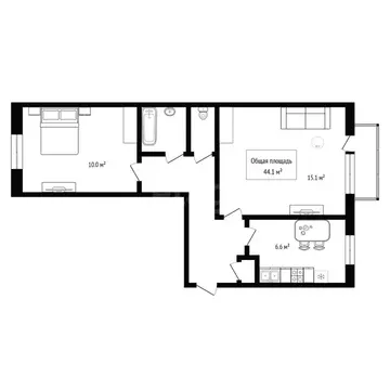 2-к кв. Новосибирская область, Бердск ул. Микрорайон, 59 (44.1 м)