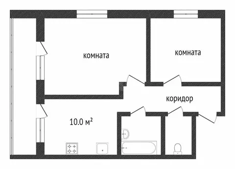 2-комнатная квартира: Ялуторовск, улица Ватутина, 19 (42 м)