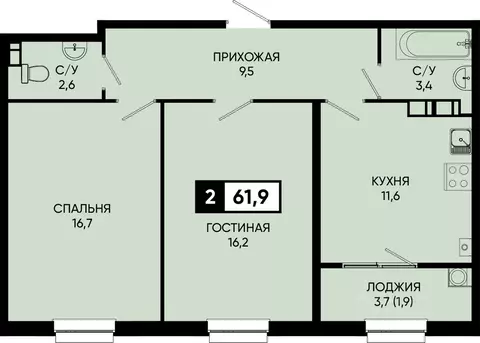 2-к кв. Ставропольский край, Кисловодск городской округ, пос. ...